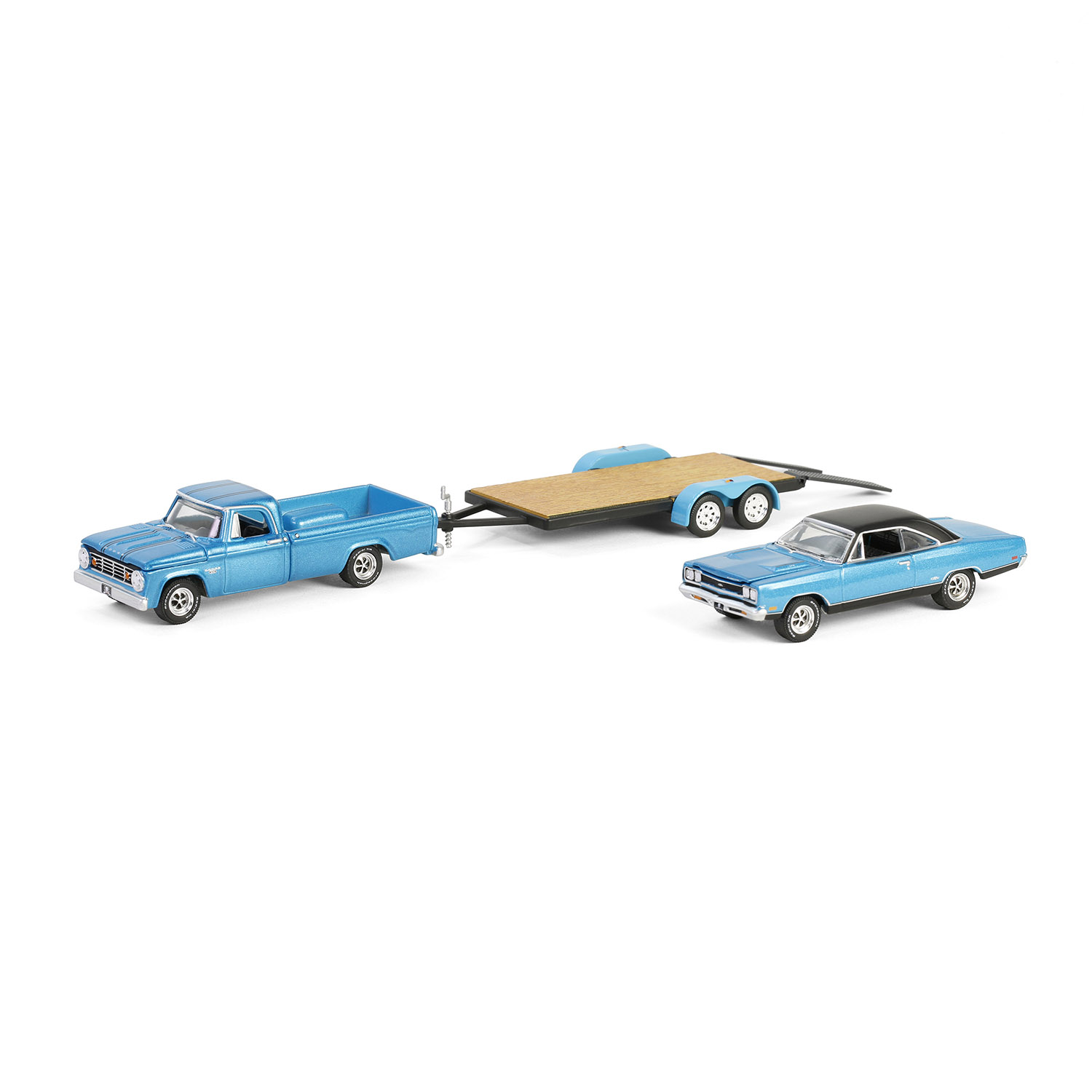 Plymouth GTX with Dodge D-200 & Flatbed Trailer