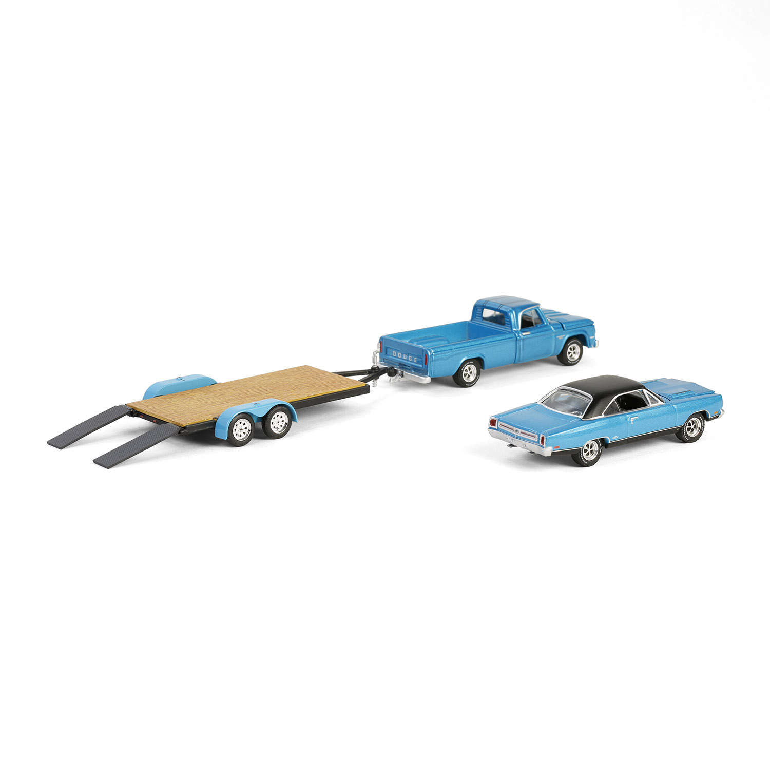 Plymouth GTX with Dodge D-200 & Flatbed Trailer