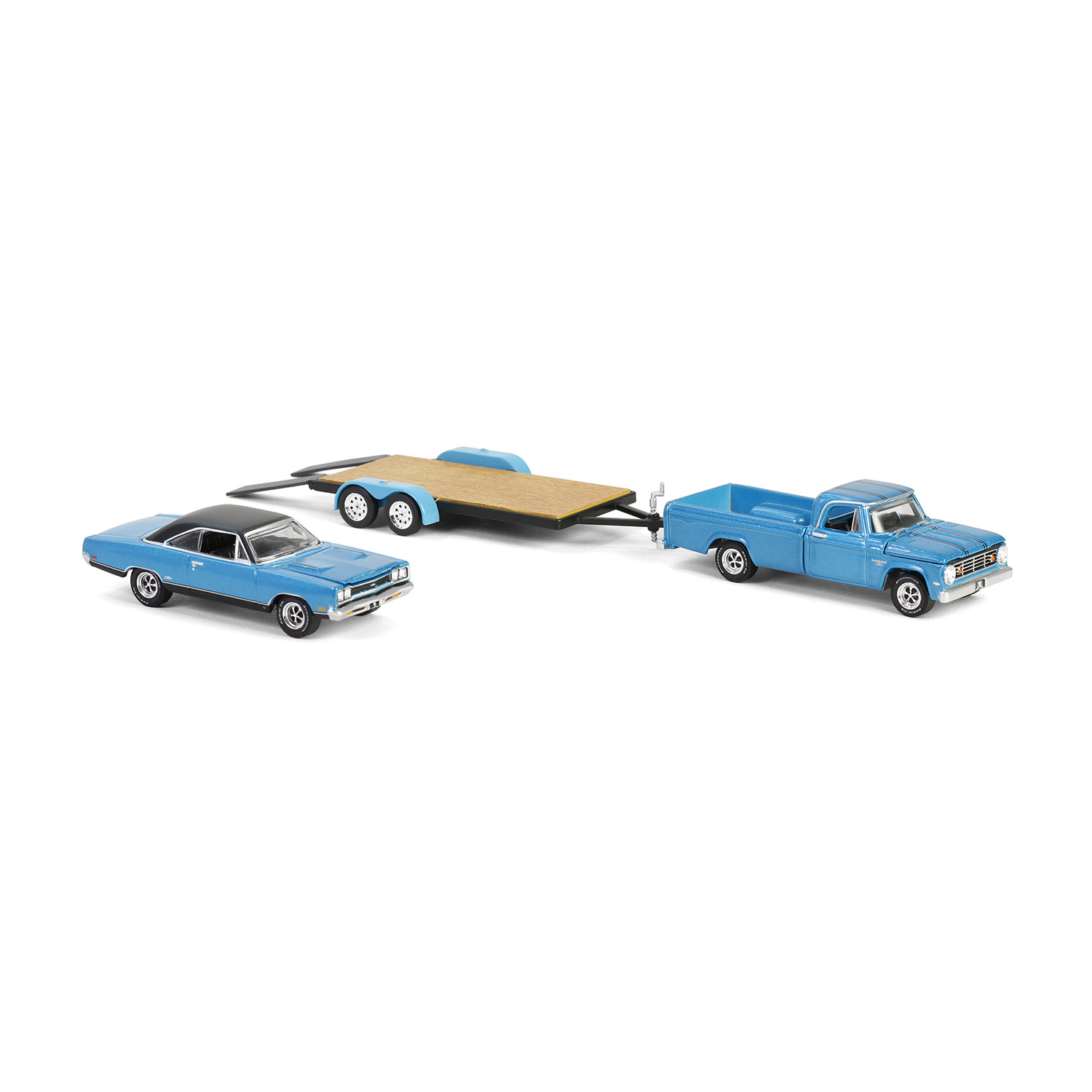 Plymouth GTX with Dodge D-200 & Flatbed Trailer