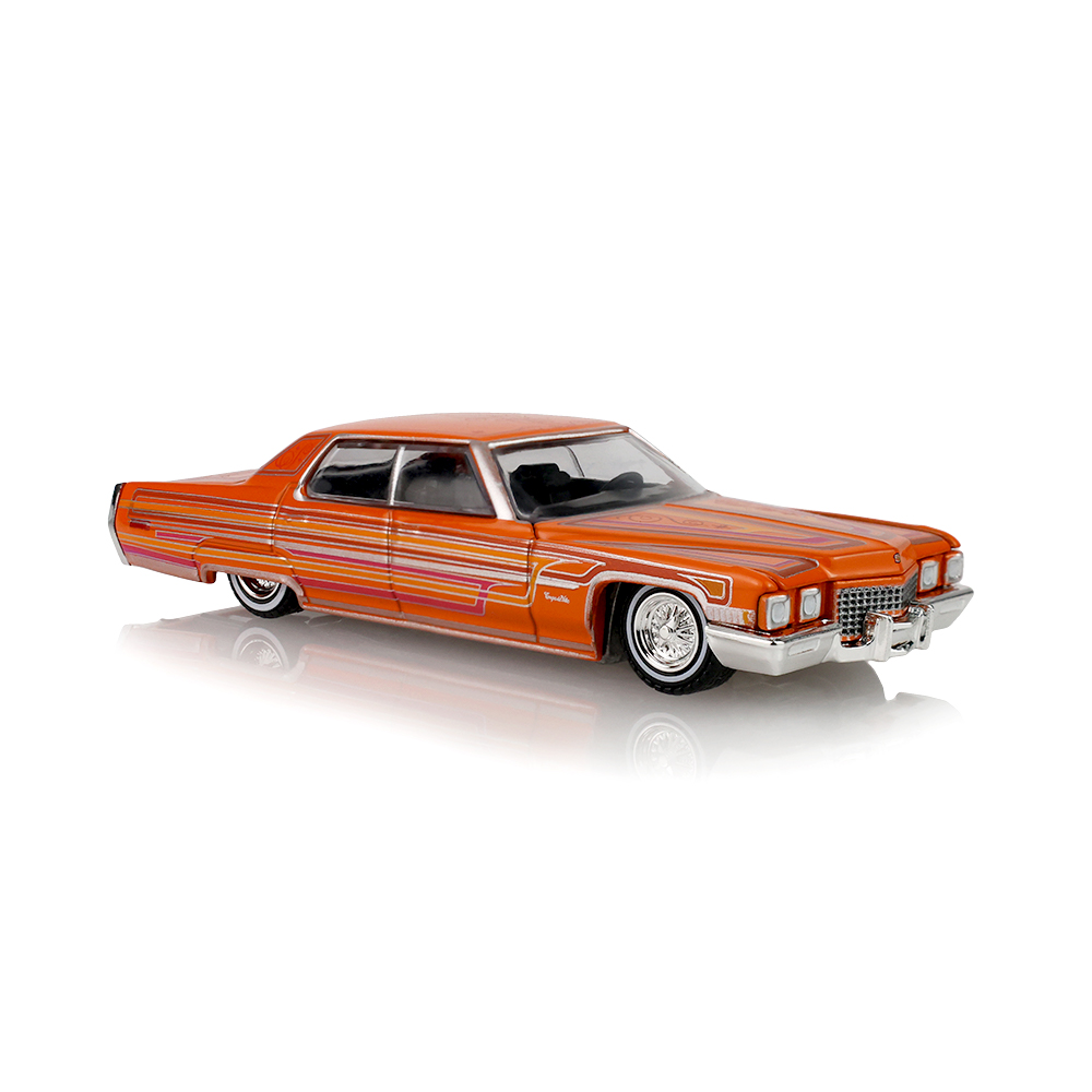 1972 Cadillac Coupe deVille - Lowriders - Mandarin Orange – Sergio Rocha Collaboration (Hobby Exclusive)