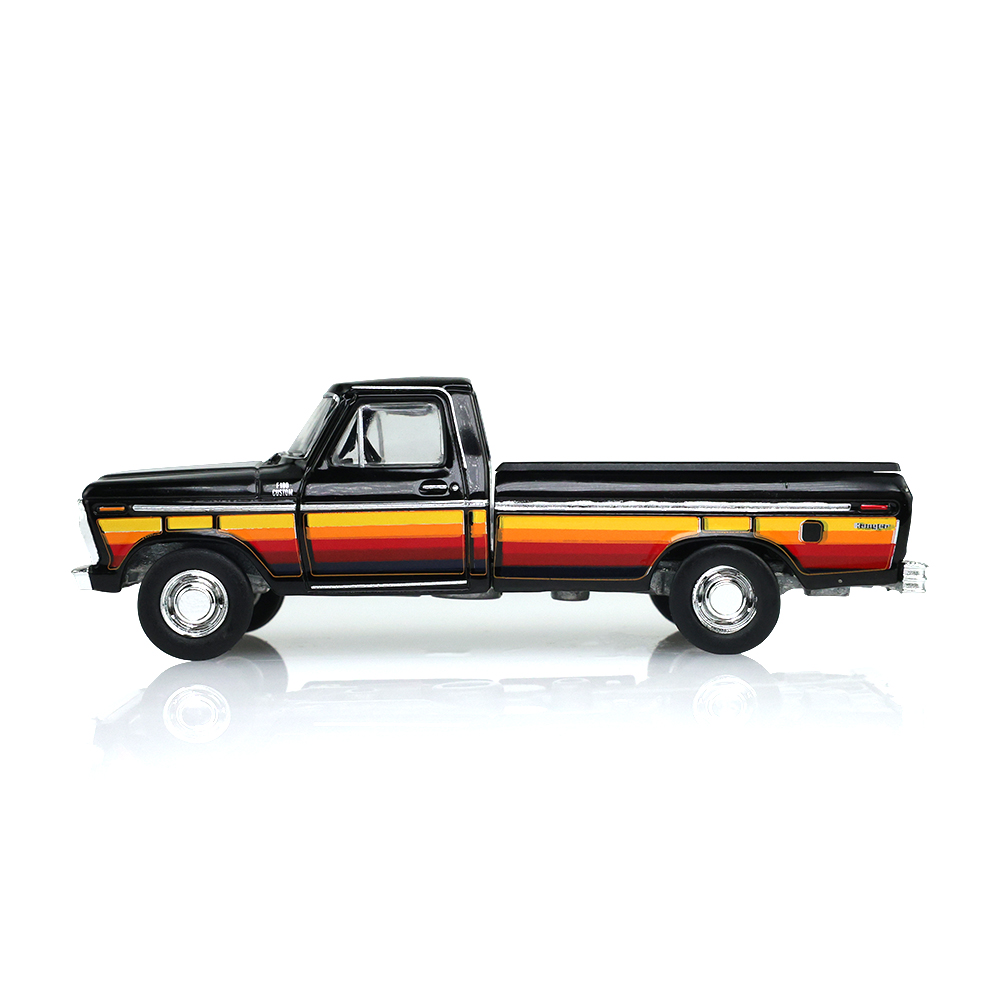 1977 Ford F-100 with Bed Cover – Black with Free Wheeling Stripes