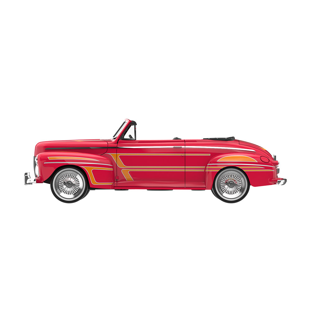 1942 Ford Deluxe Convertible Top Down - California Lowriders - Candy Apple Red