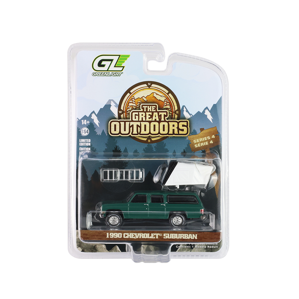 The Great Outdoors Series #04 - 1990 Chevrolet Suburban - Green with Modern Rooftop Camper Solid Pack