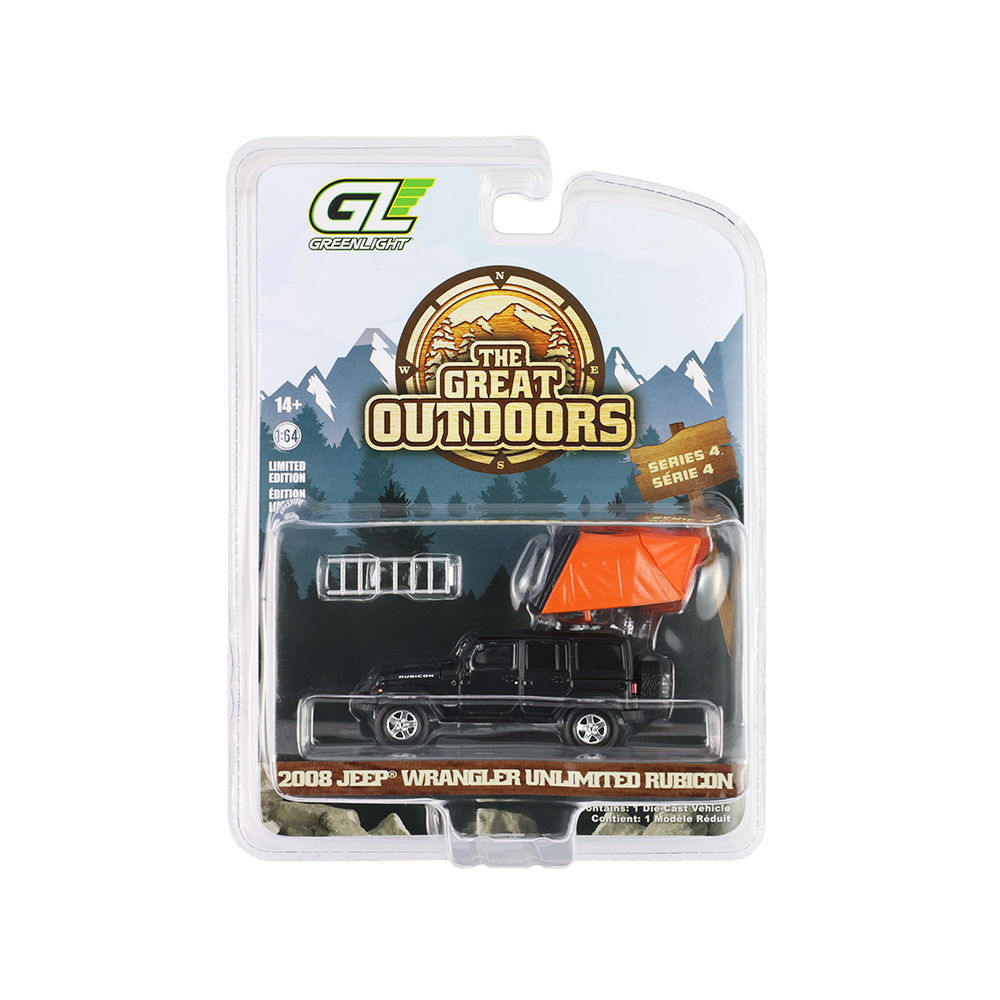 The Great Outdoors Series #04 - 2008 Jeep Wrangler Unlimited Rubicon - Dark Charcoal with Modern Rooftop Camper Solid Pack